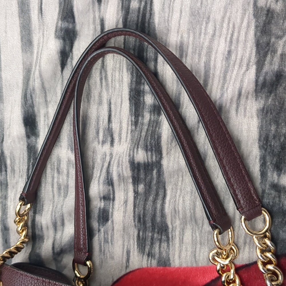 Coach Deep Burgundy Edie Leather Bag - Picture 6 of 16